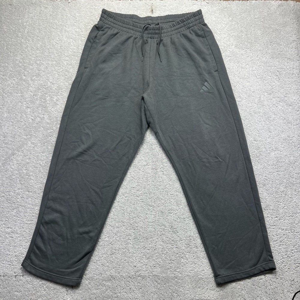 Adidas Sweatpants Mens XL Grey‎ Fleece Elastic Waist Drawstring Embroidered Logo